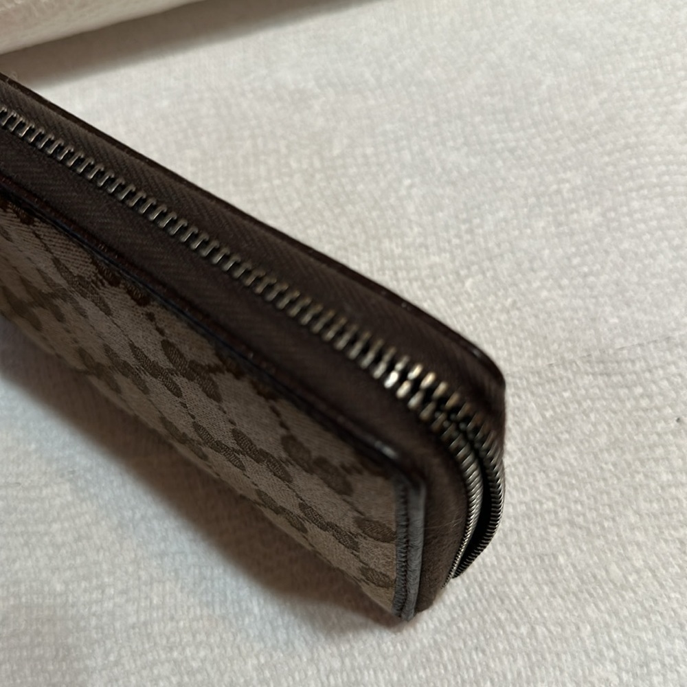 Gucci Monogram Canvas Dark Chocolate Italian Leather Zippy Wallet/Organizer EUC - Picture 16 of 17